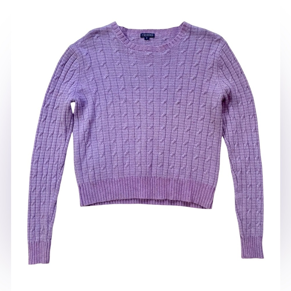 J. McLaughlin Purple Cable Knit Cashmere Sweater Medium